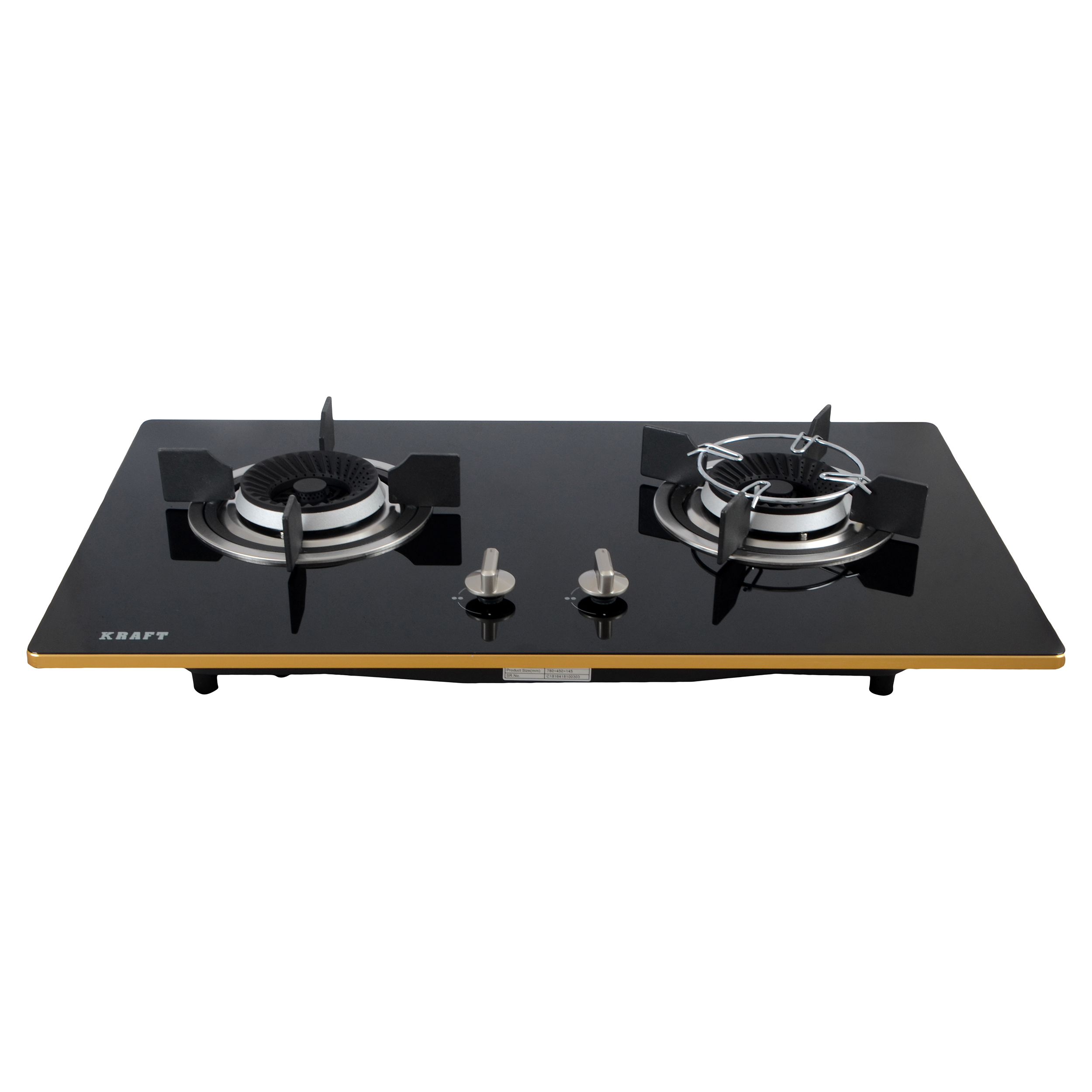 (c)yadunandan Stylish 2-in-1 Built-in & Table Top 2 Burner Hob with Premium Golden Border - Image 1